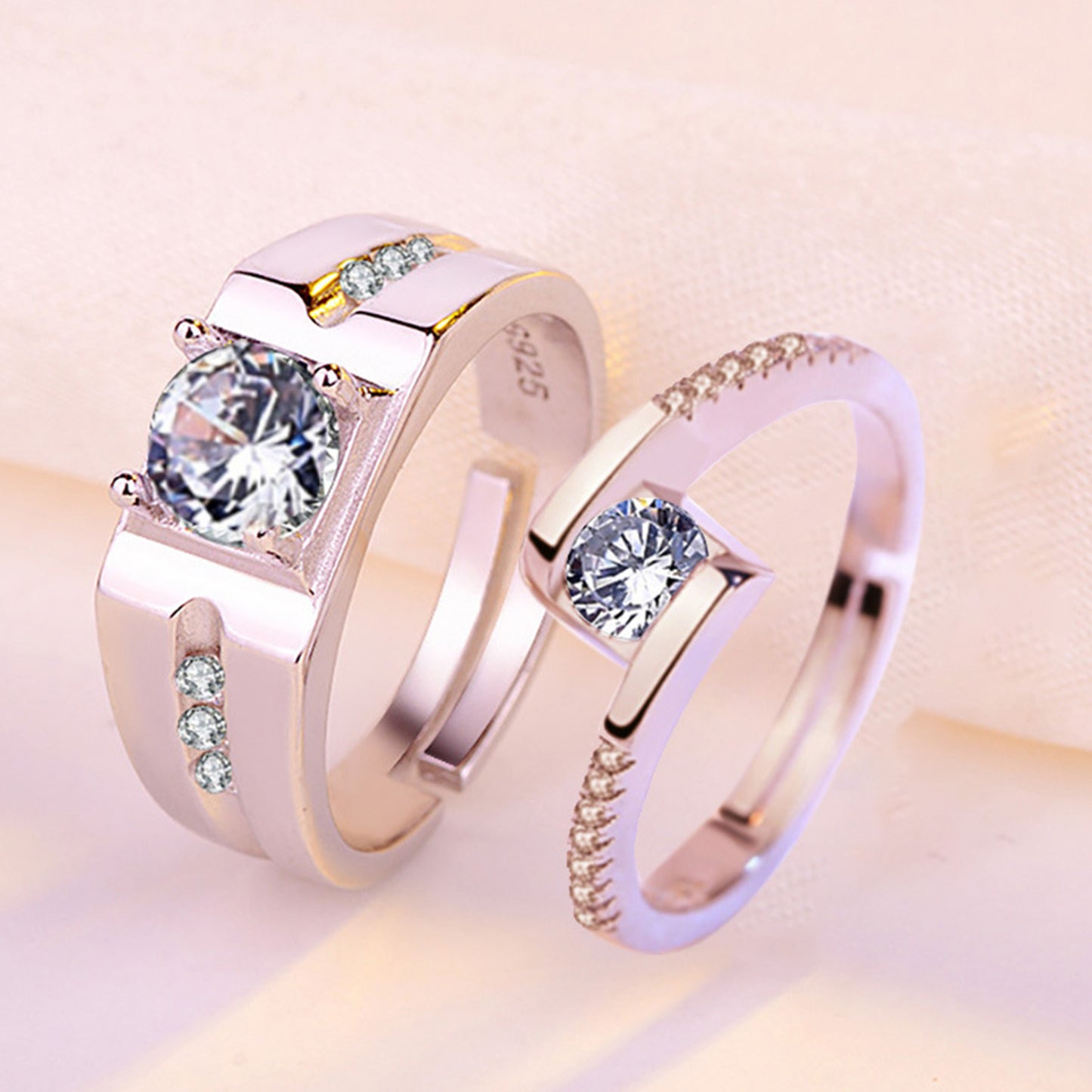 White Rhodium Plated Zircon Adjustable Ring - Quaworth