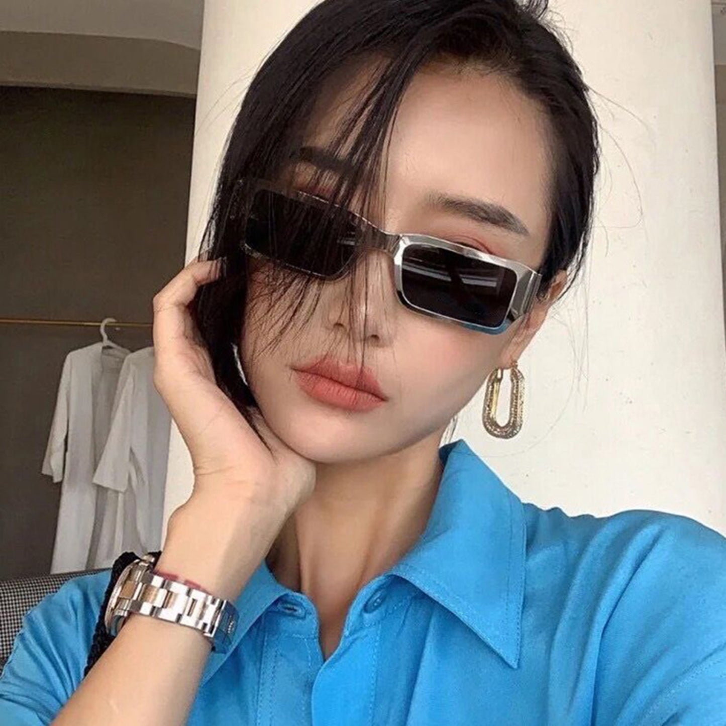 Metal Square Thick Full Frame Sunglasses - Quaworth