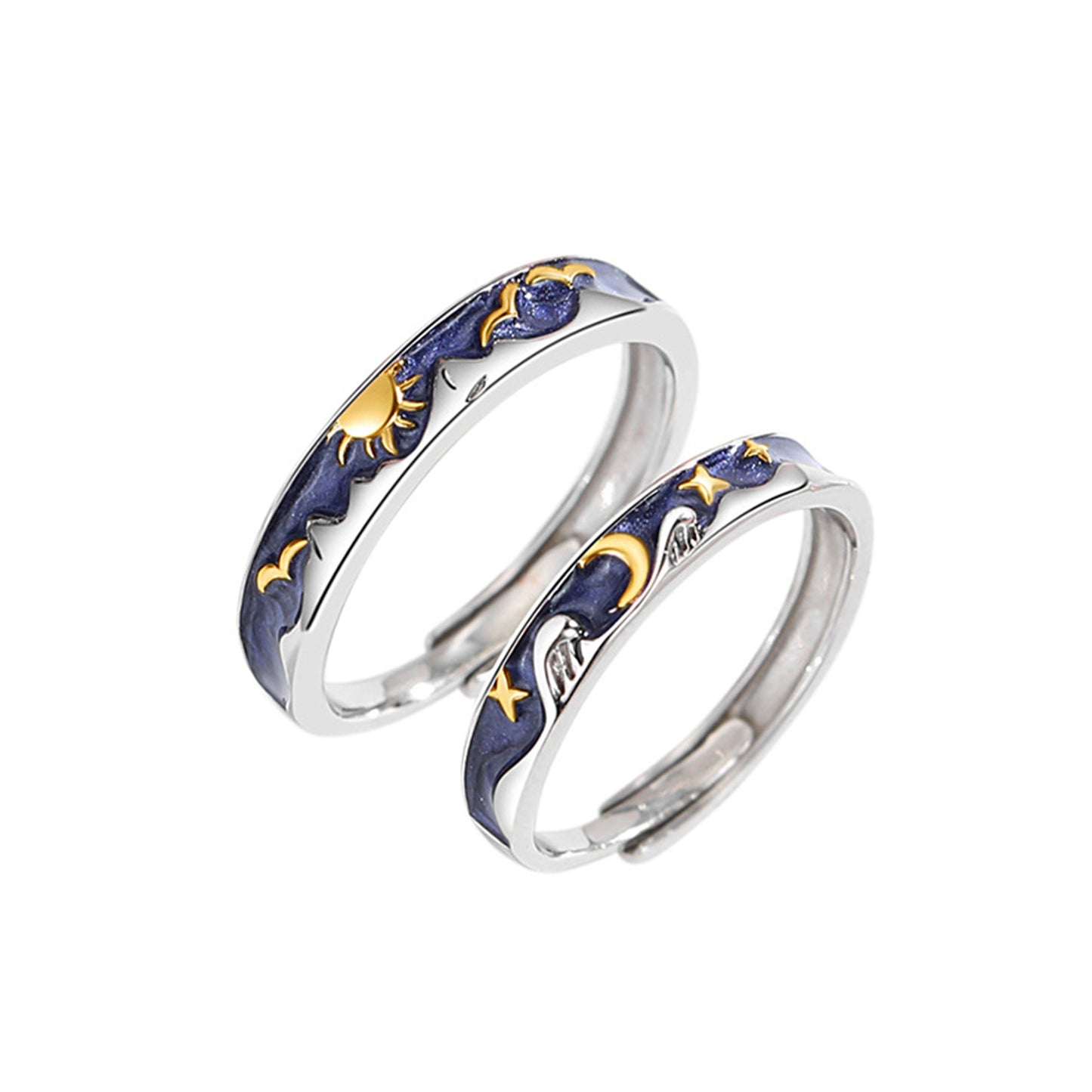 Sterling Silver Sun Moon Adjustable Ring - Quaworth