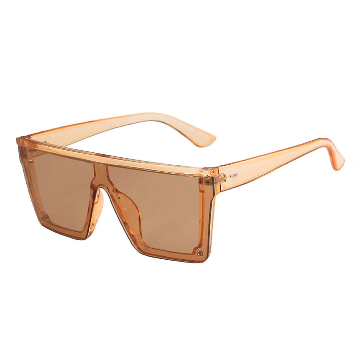 Large Square Flat Top Transparent Frame One Piece Shield Lens Sunglasses - Quaworth