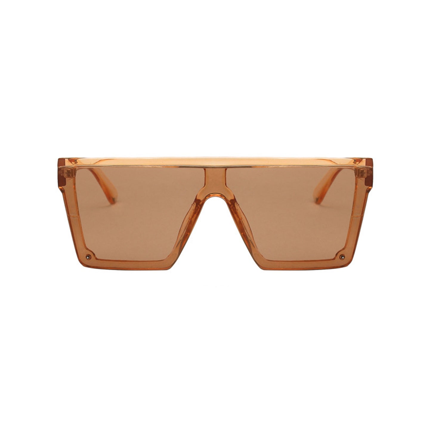 Large Square Flat Top Transparent Frame One Piece Shield Lens Sunglasses - Quaworth