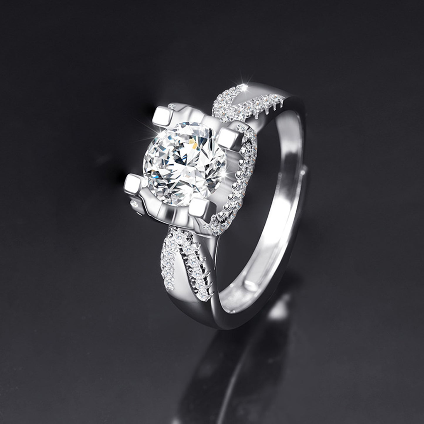 Moissanite Adjustable Open Band Ring - Quaworth