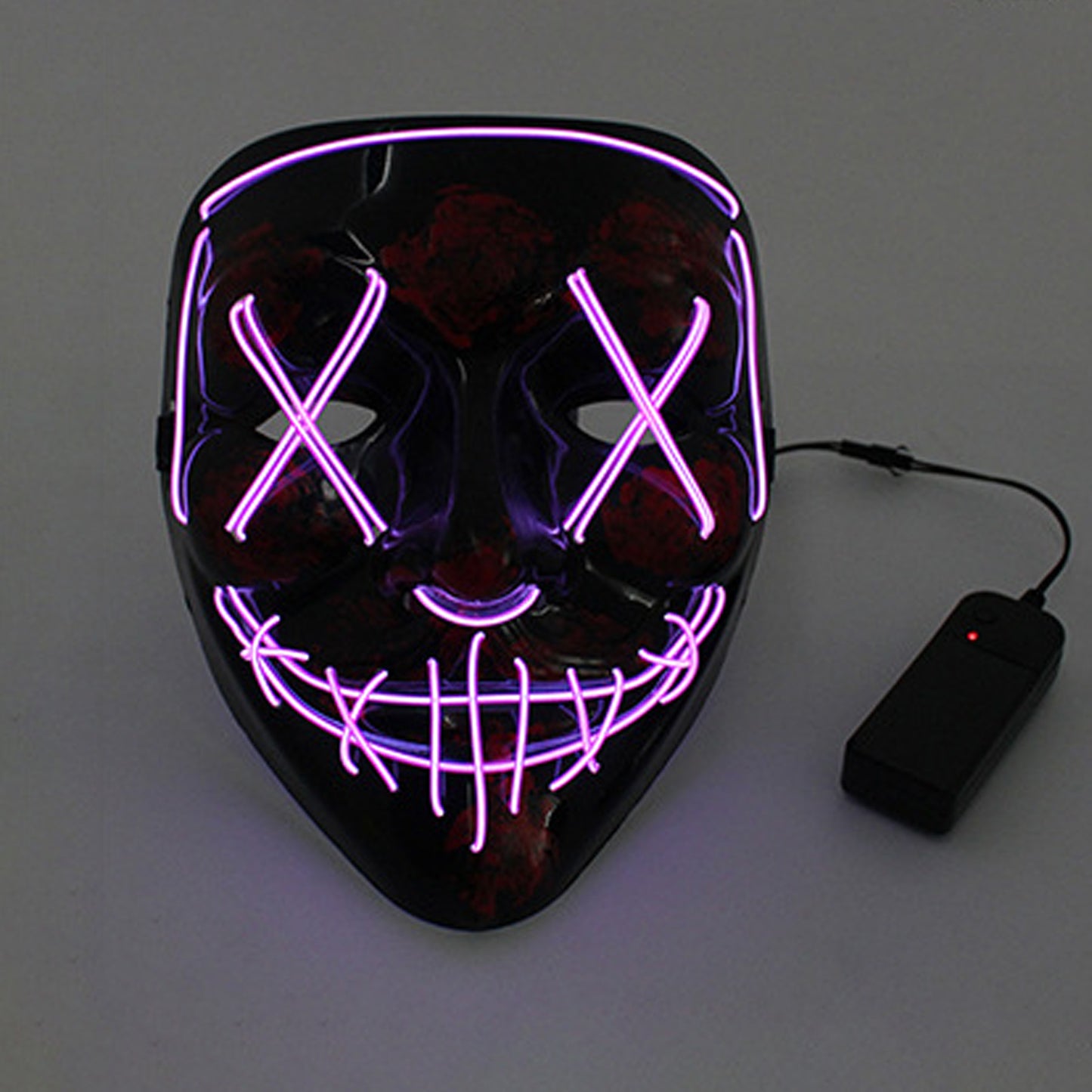 LED Glowing Four Mode Black Plastic Red Paint Vendetta Halloween Mask - Quaworth