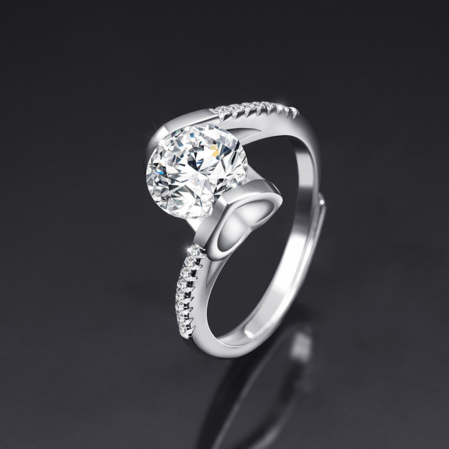Moissanite Adjustable Open Band Ring - Quaworth