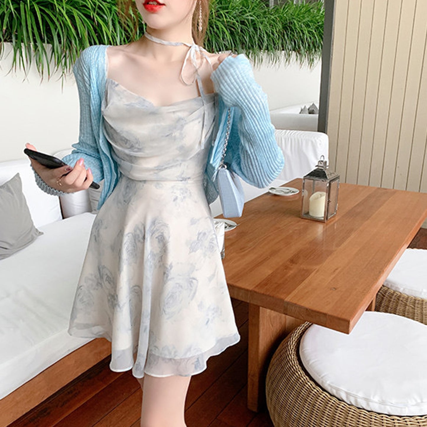 Floral Print Chiffon Midi A Line Slip Dress - Quaworth