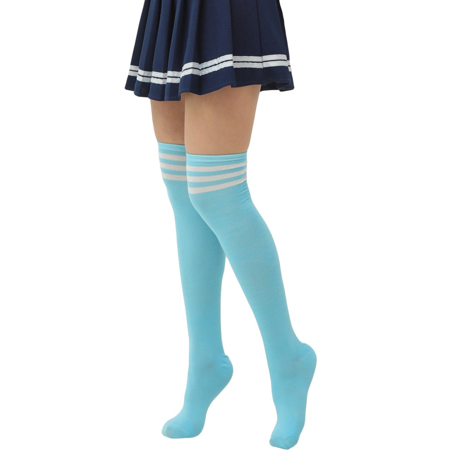 Three Bar Thigh High Socks - Quaworth