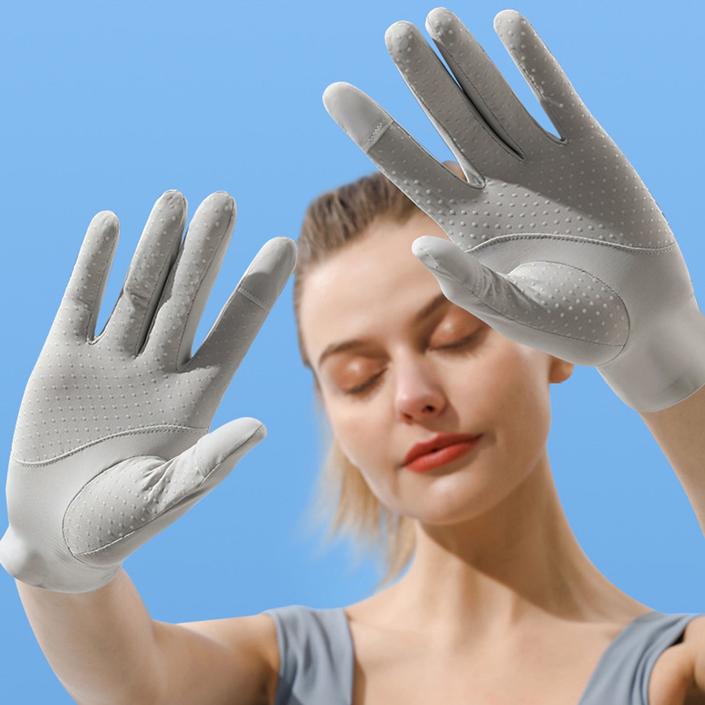 Split Color Sunscreen Silicon Nonslip Touchscreen Ice Silk Wrist Band Wrist Gloves - Quaworth