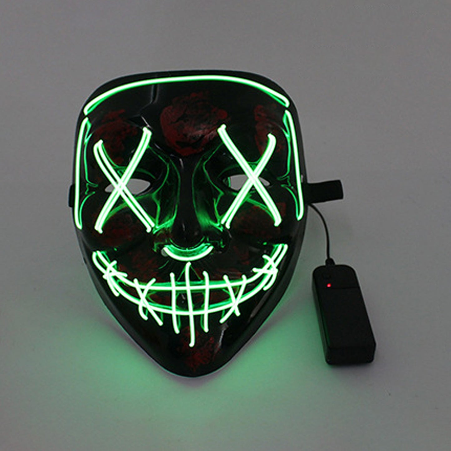 LED Glowing Four Mode Black Plastic Red Paint Vendetta Halloween Mask - Quaworth