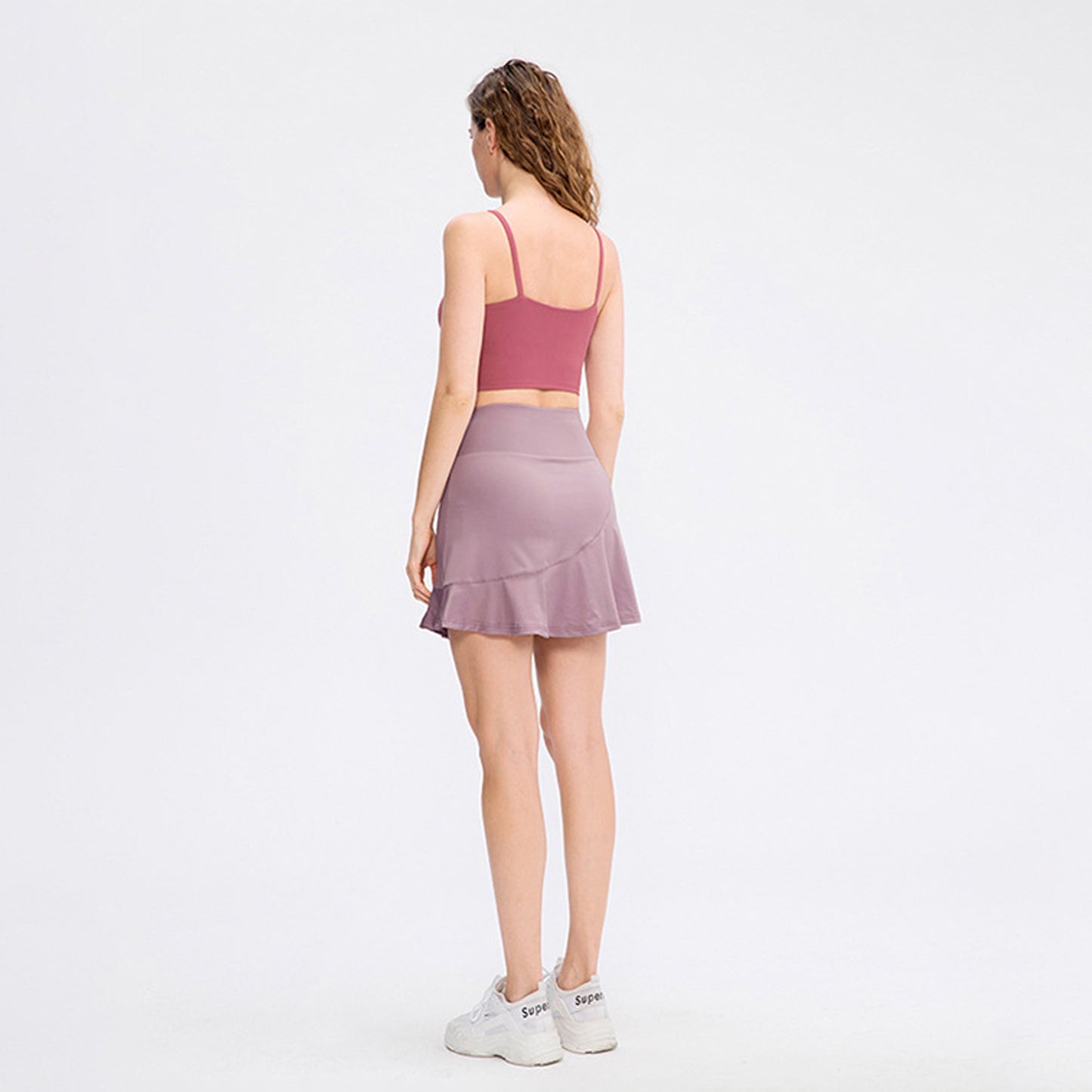 Solid Color High Rise Inner Pocket Sport Skort - Quaworth