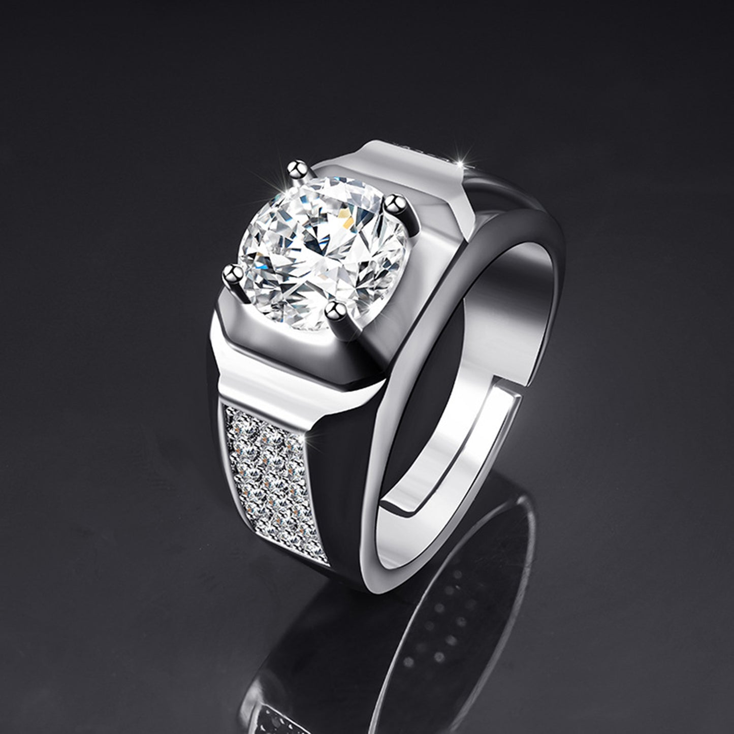 Moissanite Adjustable Open Band Ring - Quaworth