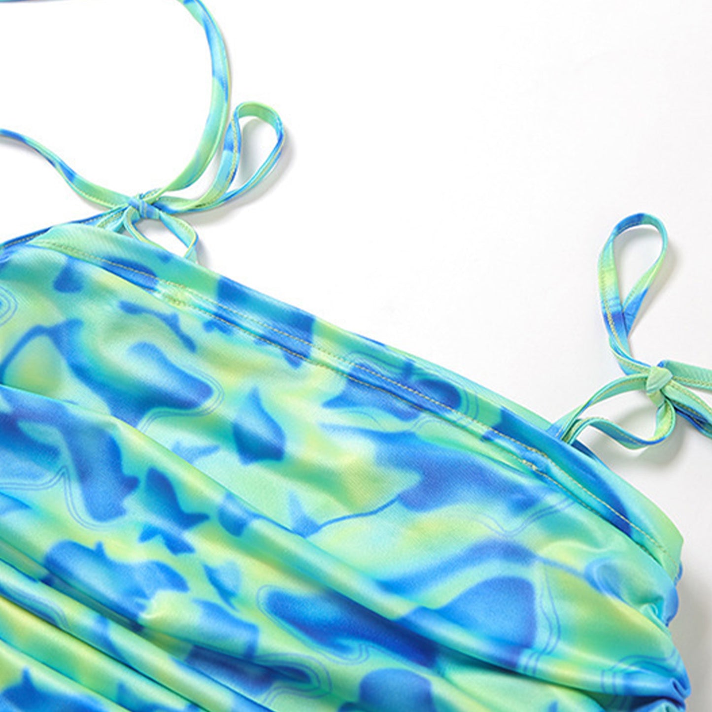 Oil Paint Pattern Bikini Skirt Swimsuit Set - Quaworth