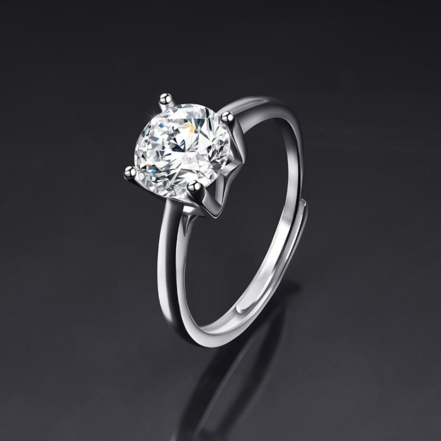 Moissanite Adjustable Open Band Ring - Quaworth