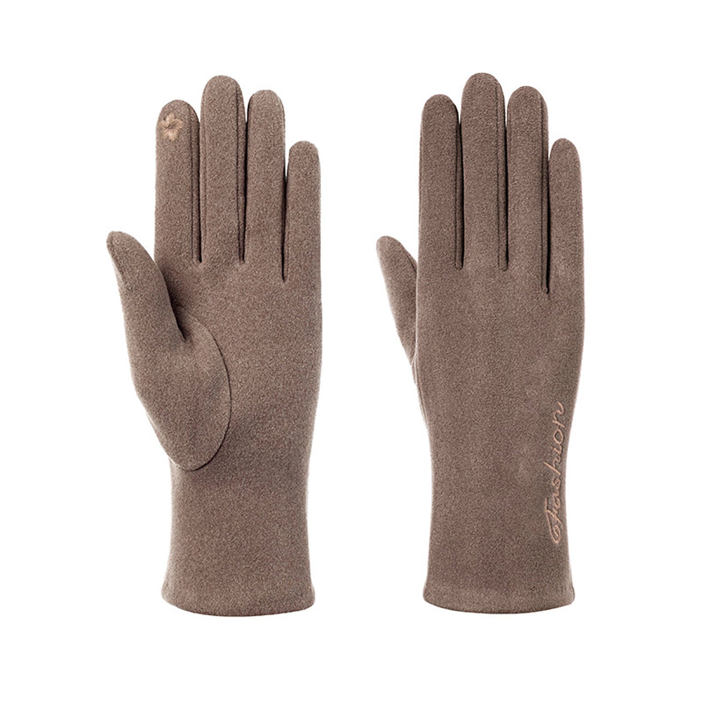 Solid Color Thermal Dralon Velvet Touch Screen Wrist Gloves - Quaworth