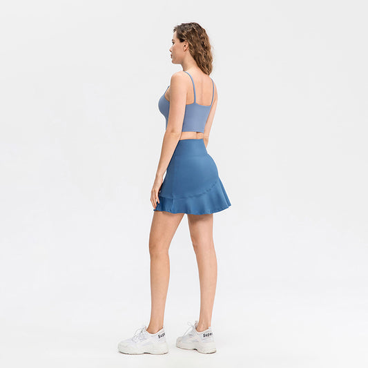 Solid Color High Rise Inner Pocket Sport Skort - Quaworth