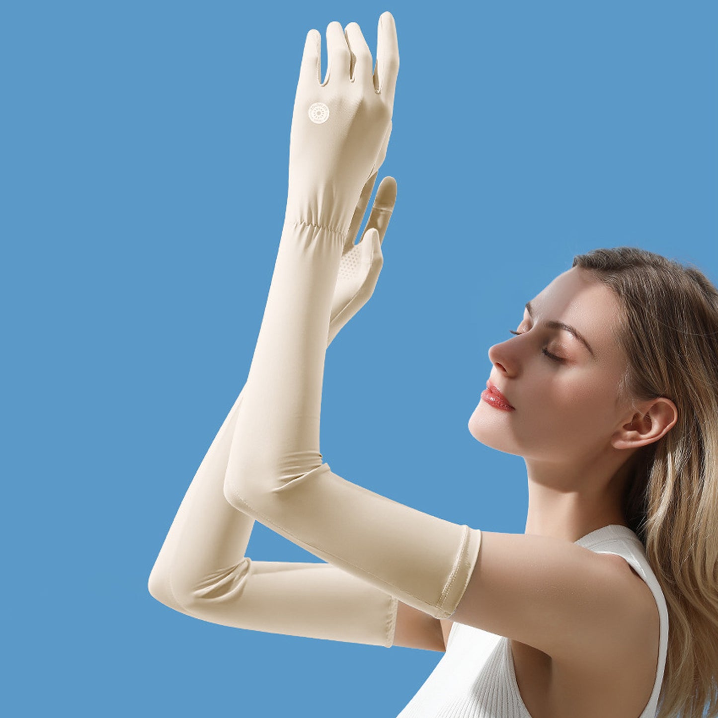 Solid Color Sunscreen Silicon Nonslip Touchscreen Ice Silk Skincare Opera Gloves - Quaworth