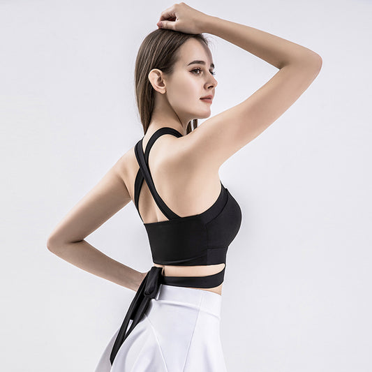 Solid Color Crisscross Padded Workout Tank Top - Quaworth