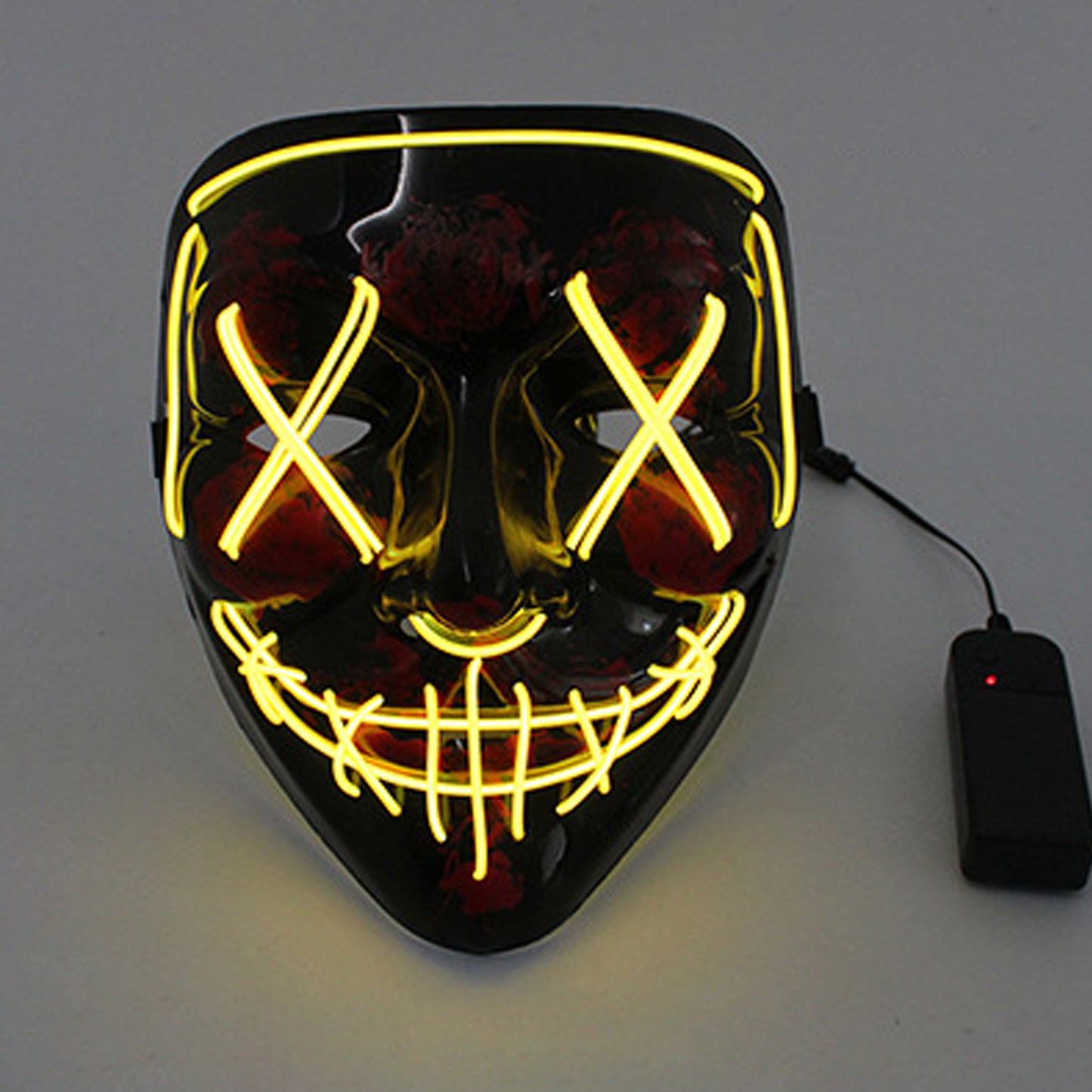 LED Glowing Four Mode Black Plastic Red Paint Vendetta Halloween Mask - Quaworth