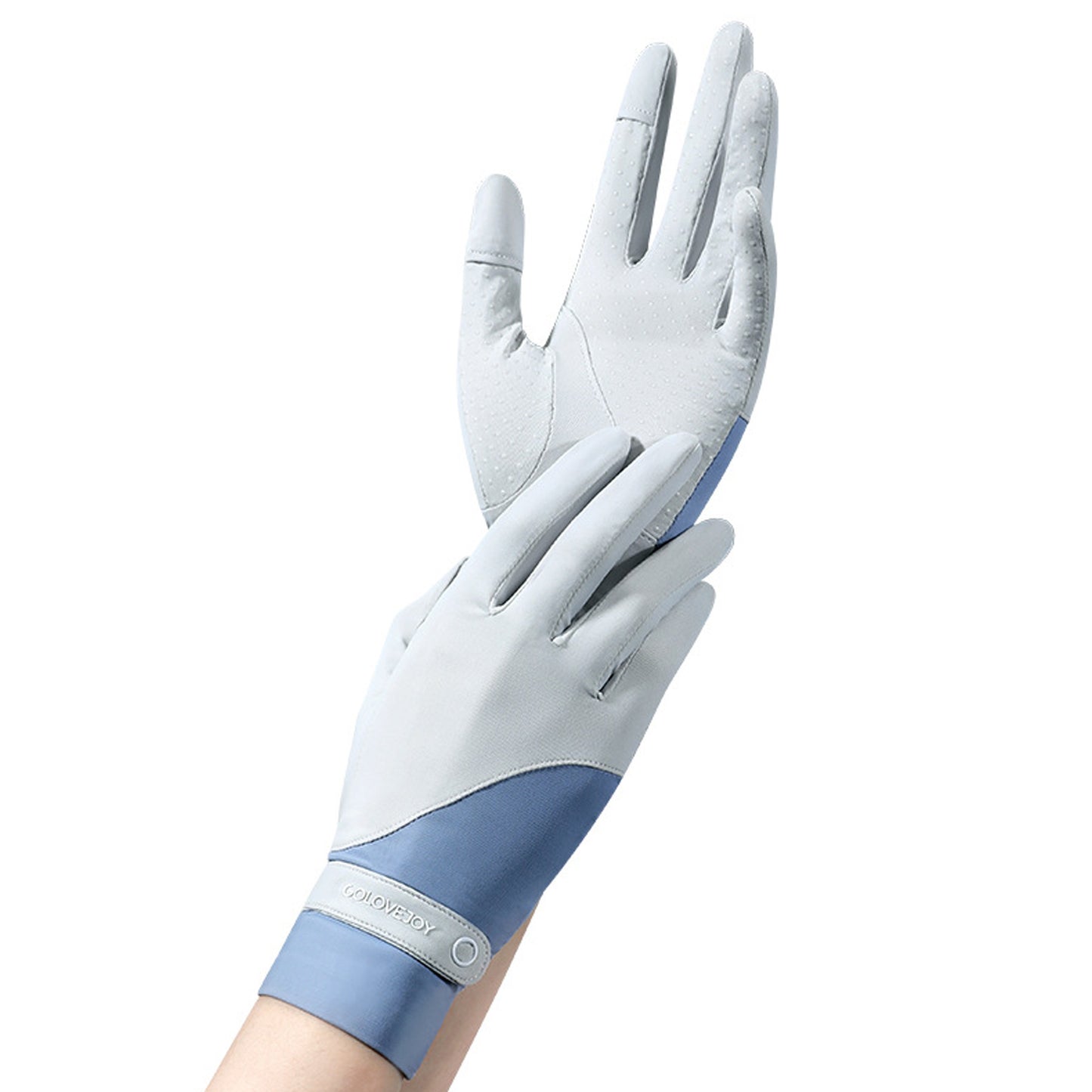 Split Color Sunscreen Silicon Nonslip Touchscreen Ice Silk Wrist Band Wrist Gloves - Quaworth