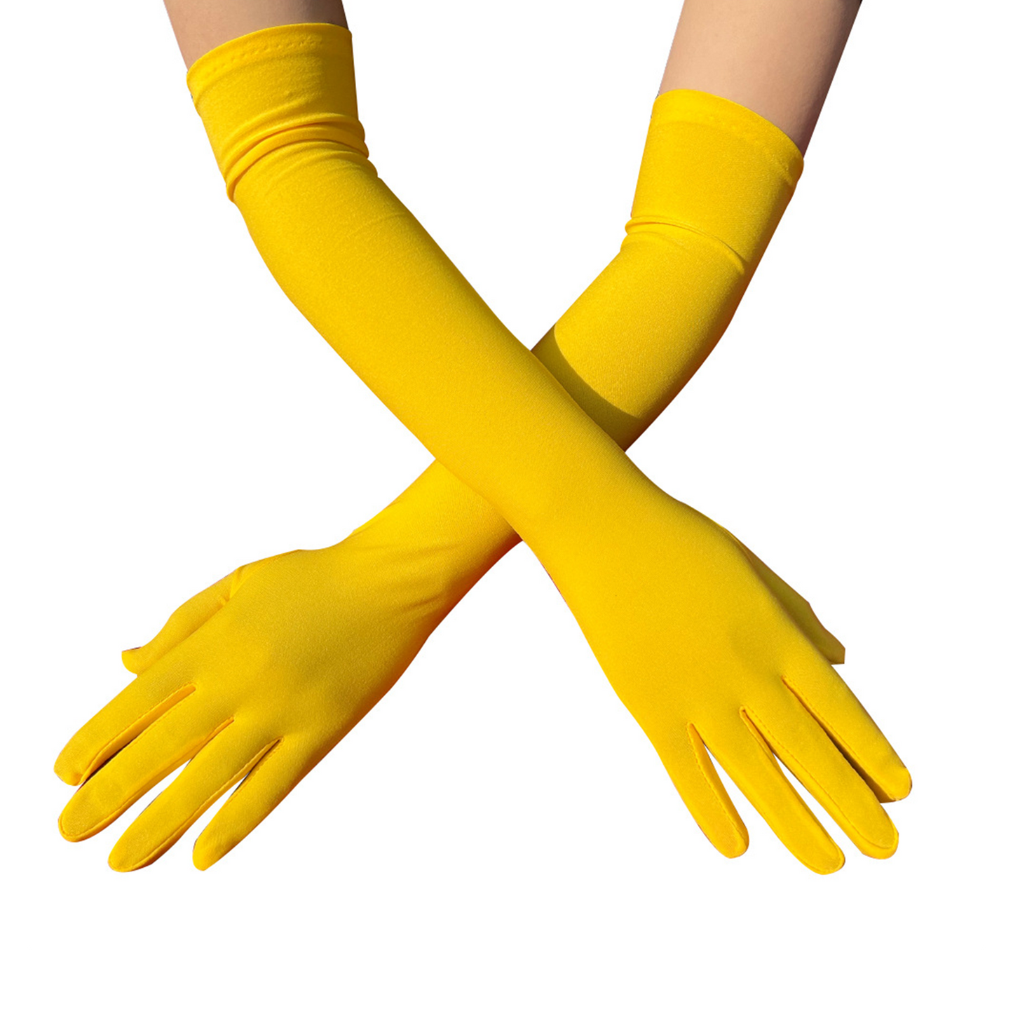 Milk Silk Solid Color Over Elbow Gloves - Quaworth