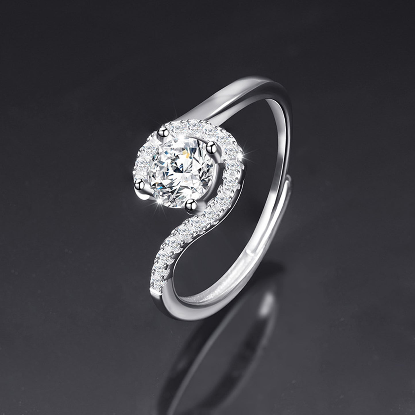 Moissanite Adjustable Open Band Ring - Quaworth