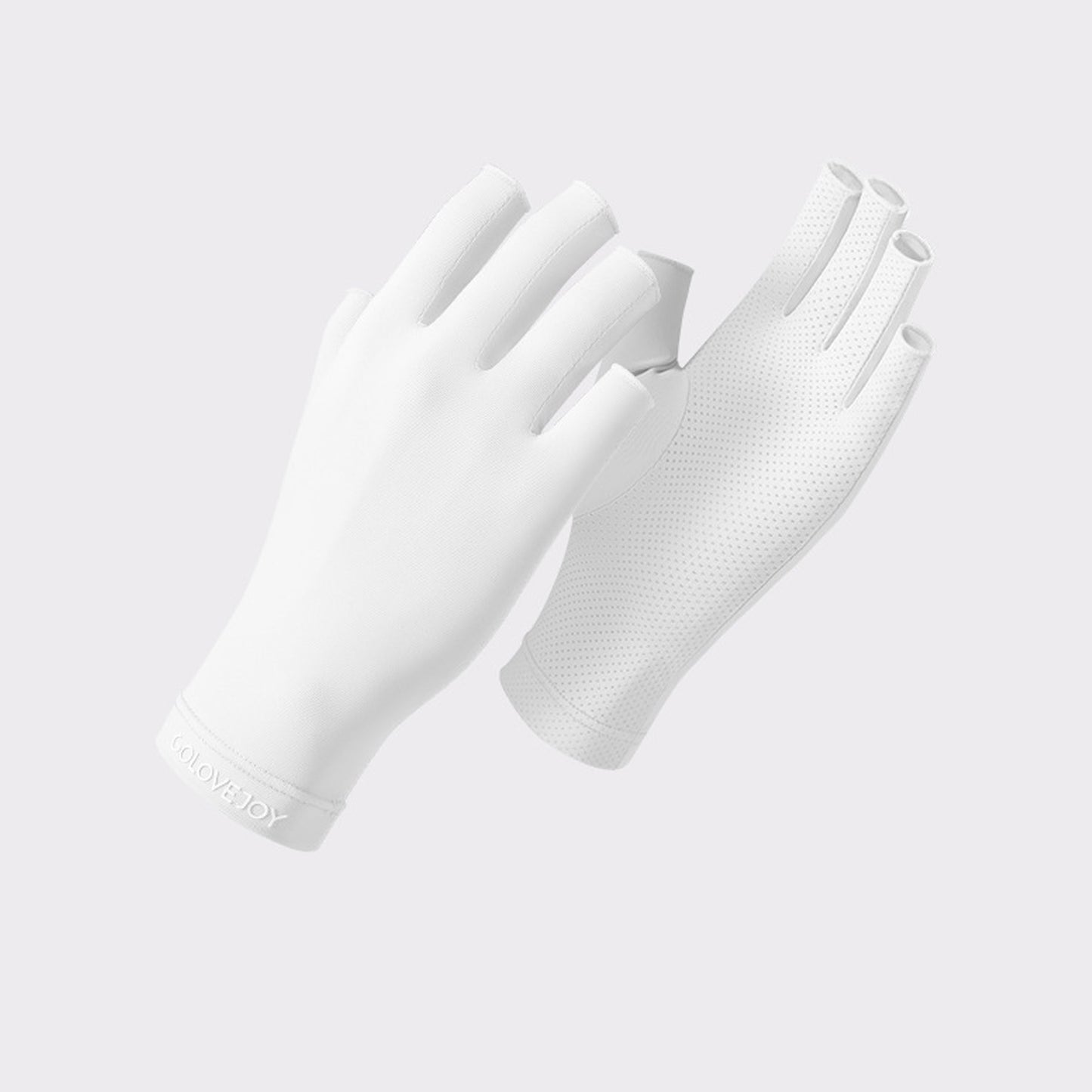Solid Color Ice Silk Fingerless Manicure Skincare Wrist Gloves - Quaworth