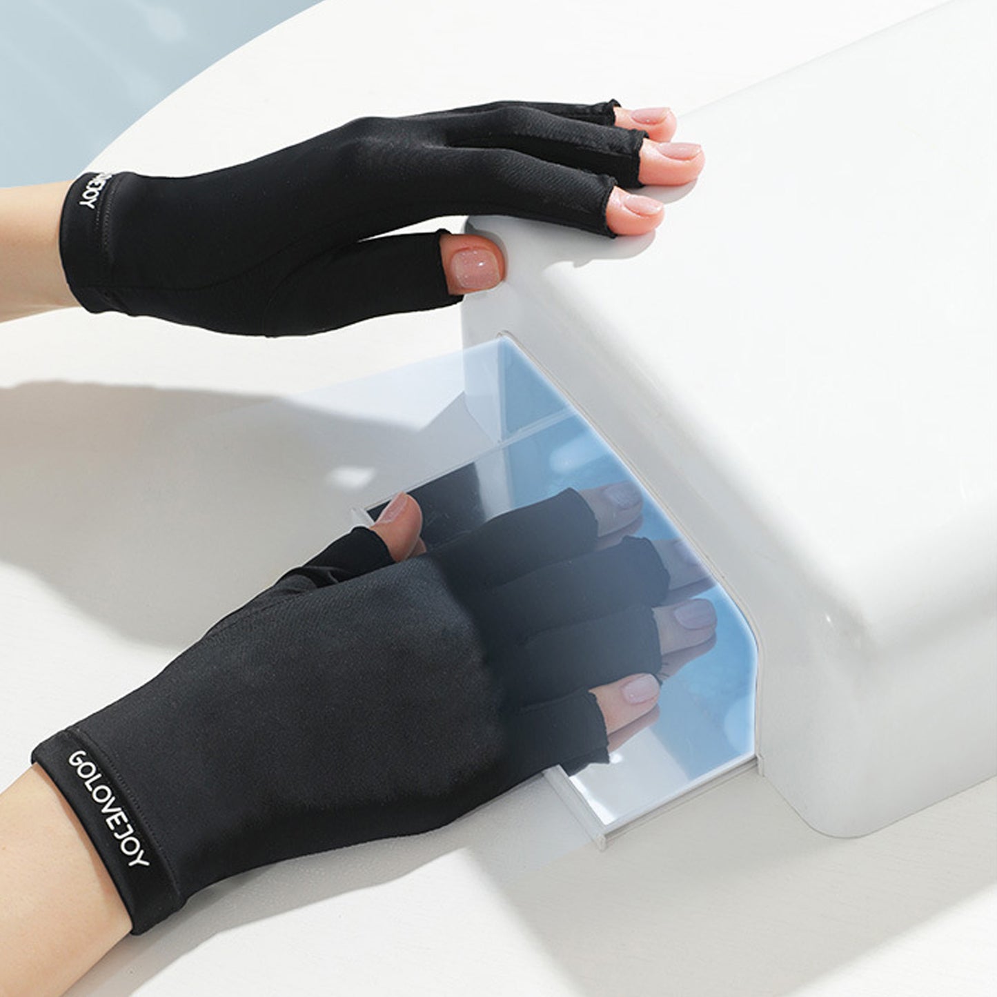 Solid Color Ice Silk Fingerless Manicure Skincare Wrist Gloves - Quaworth