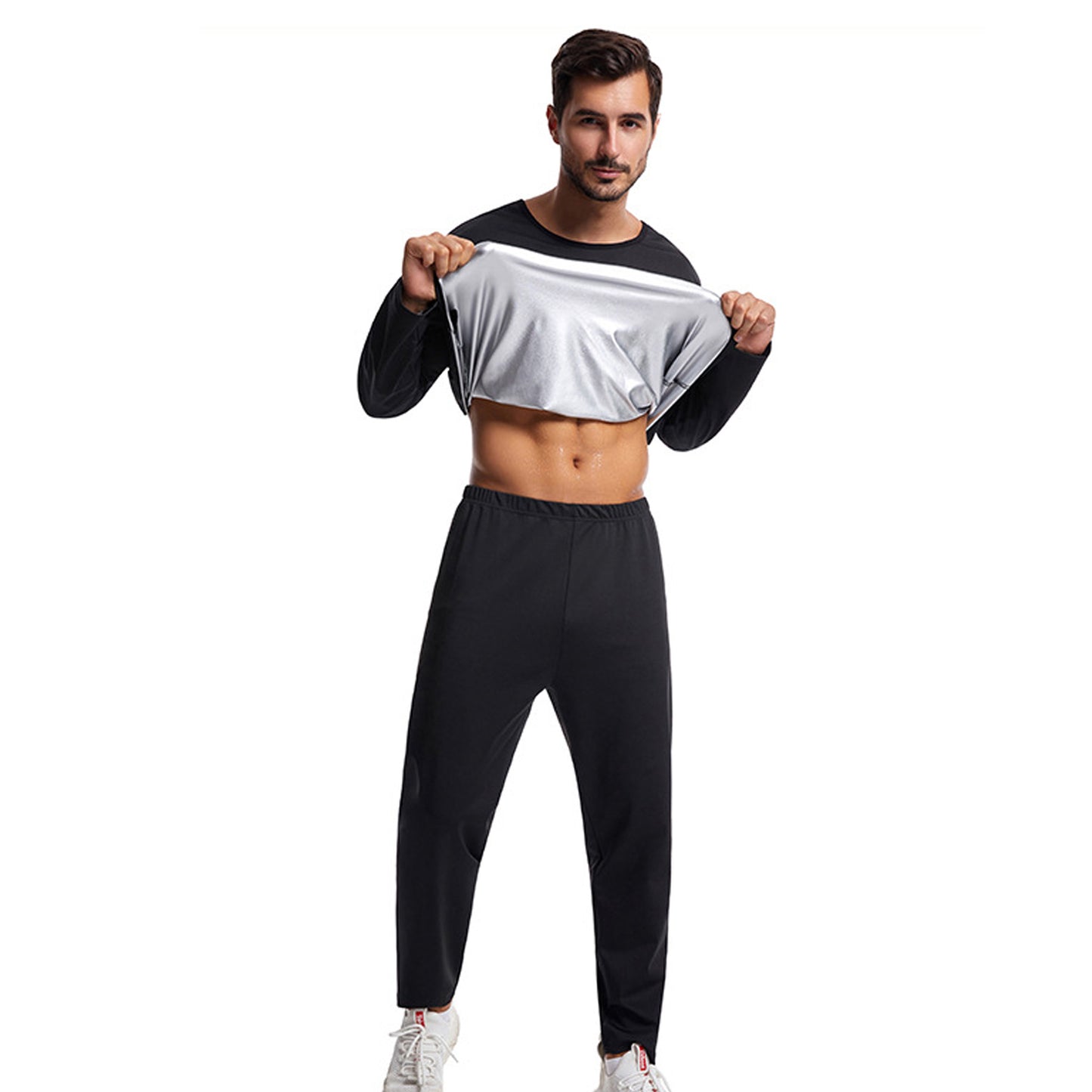 Solid Color Silver Coating Heat Trapping Sauna Sweat Workout Top - Quaworth