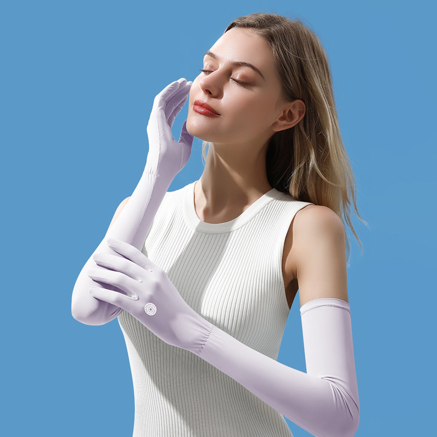 Solid Color Sunscreen Silicon Nonslip Touchscreen Ice Silk Skincare Opera Gloves - Quaworth