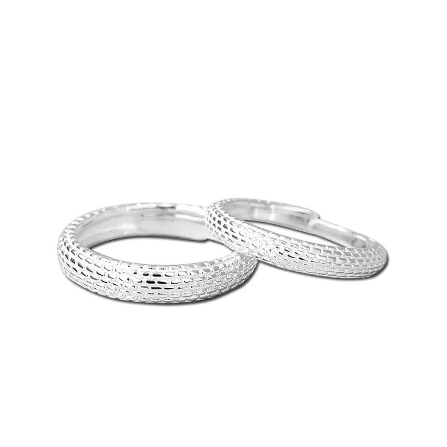 Sterling Silver Grid Adjustable Plain Circle Ring - Quaworth