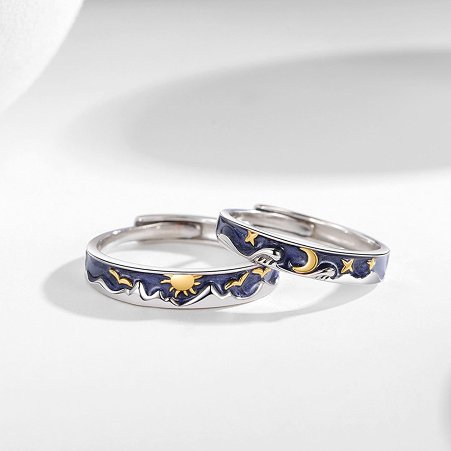 Sterling Silver Sun Moon Adjustable Ring - Quaworth