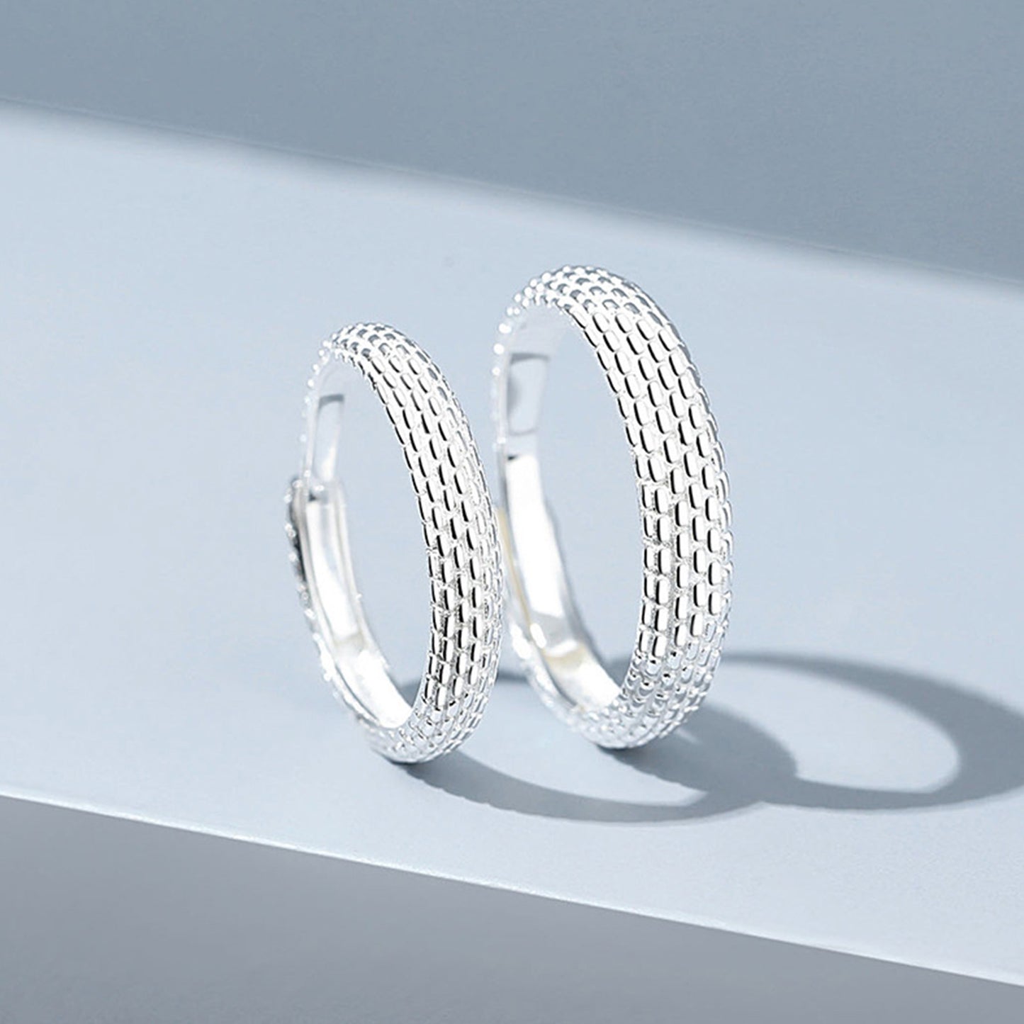 Sterling Silver Grid Adjustable Plain Circle Ring - Quaworth