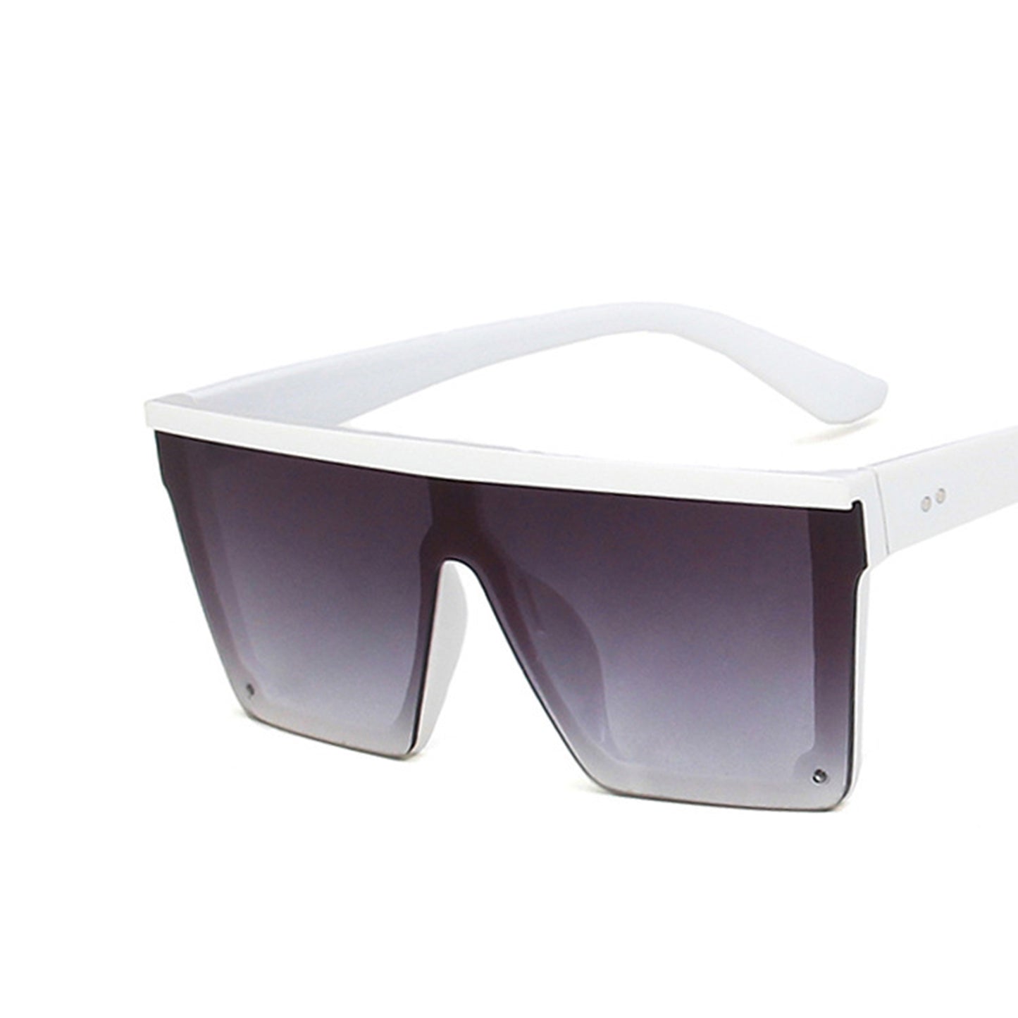 Large Square Flat Top Frame One Piece Shield Lens Sunglasses - Quaworth