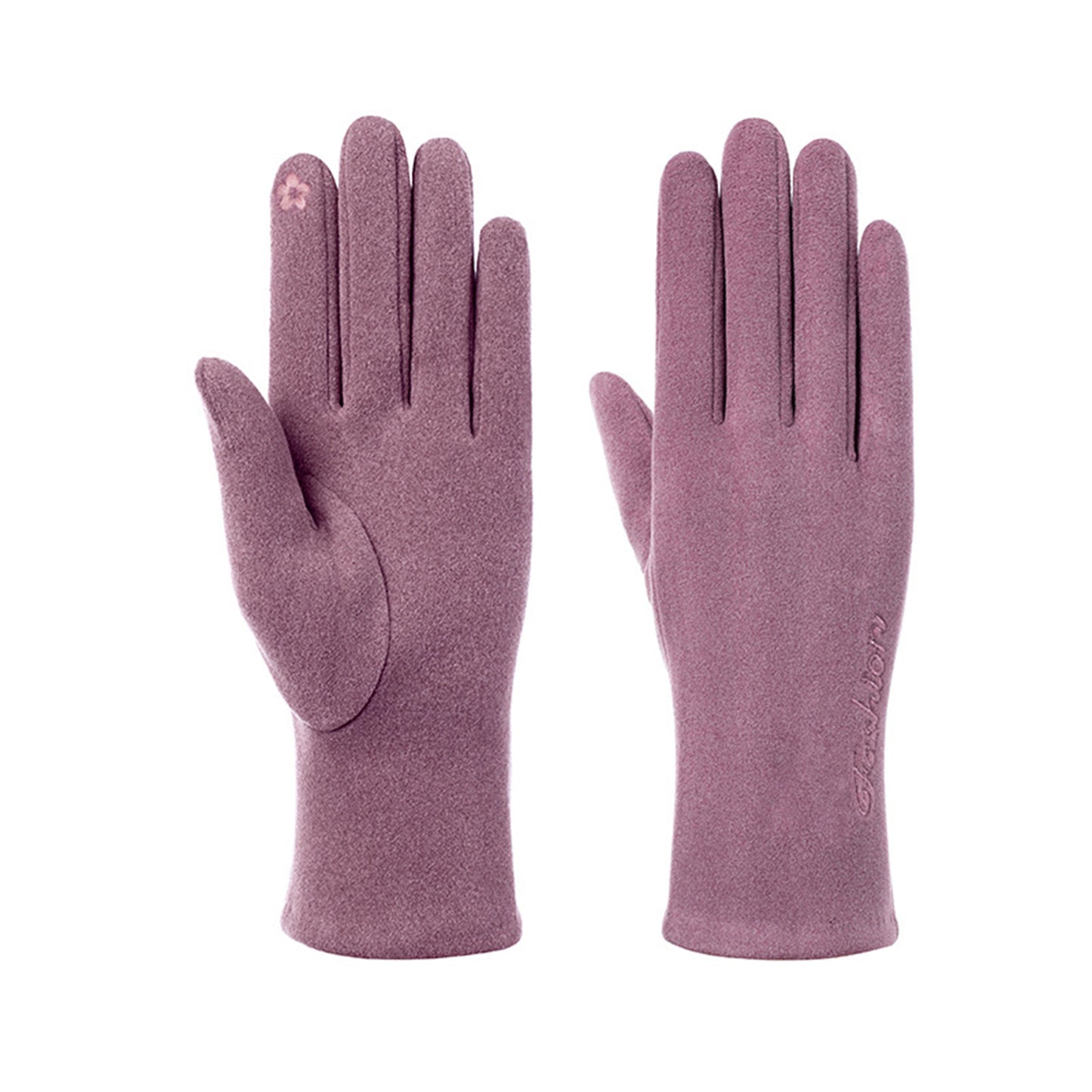 Solid Color Thermal Dralon Velvet Touch Screen Wrist Gloves - Quaworth