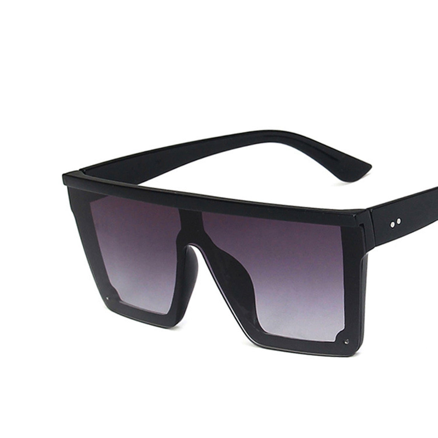 Large Square Flat Top Frame One Piece Shield Lens Sunglasses - Quaworth