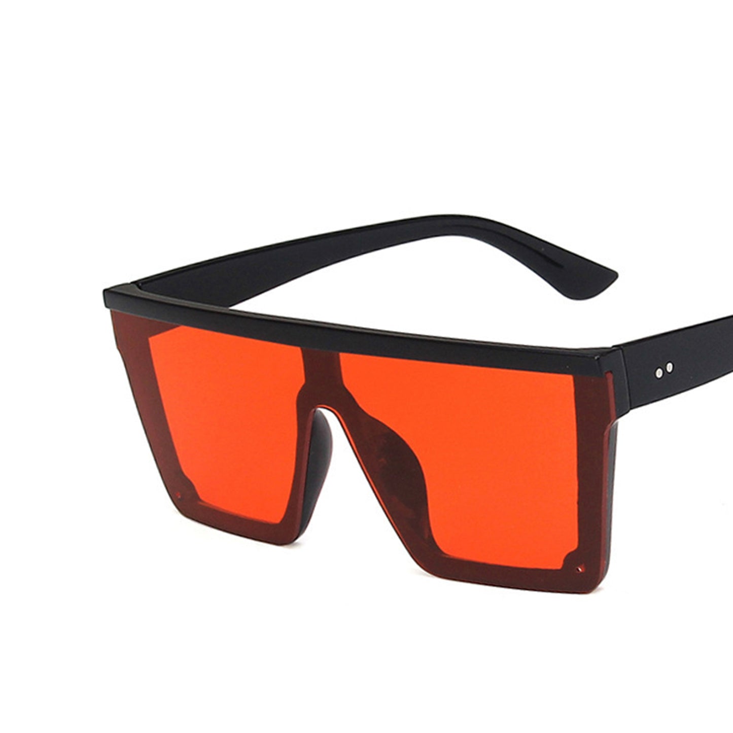 Large Square Flat Top Frame One Piece Shield Lens Sunglasses - Quaworth