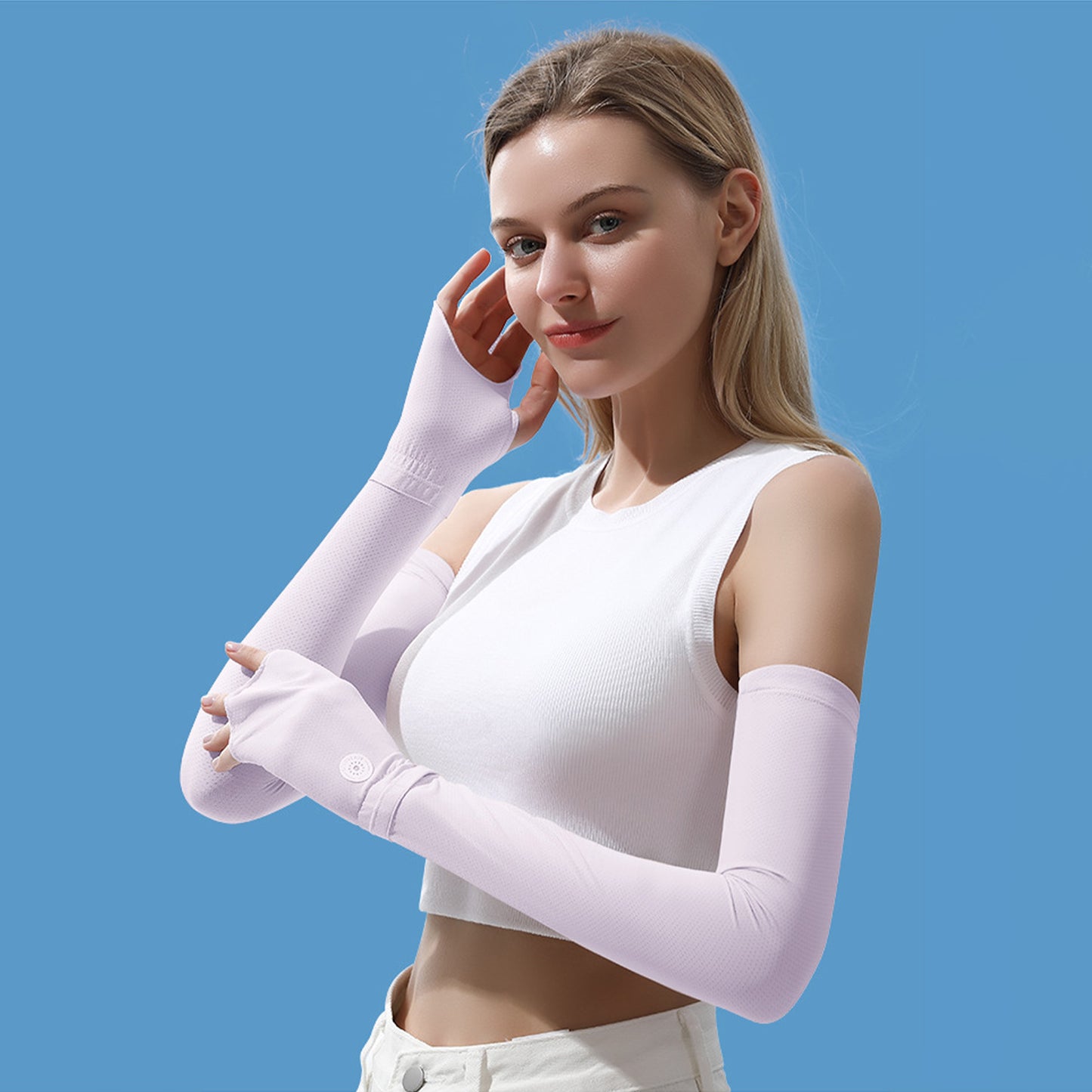 Solid Color Sunscreen Ice Silk Skincare Arm Sleeves - Quaworth