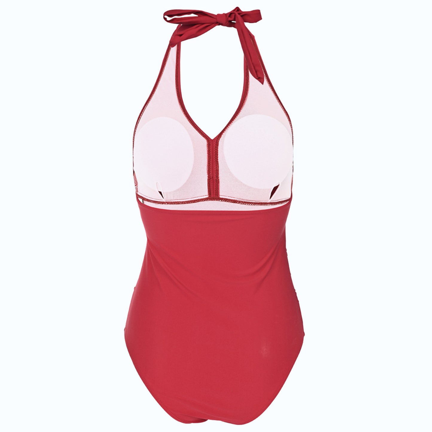 Solid Color V Neck Cross Chest Backless One Piece Swimsuit - Quaworth