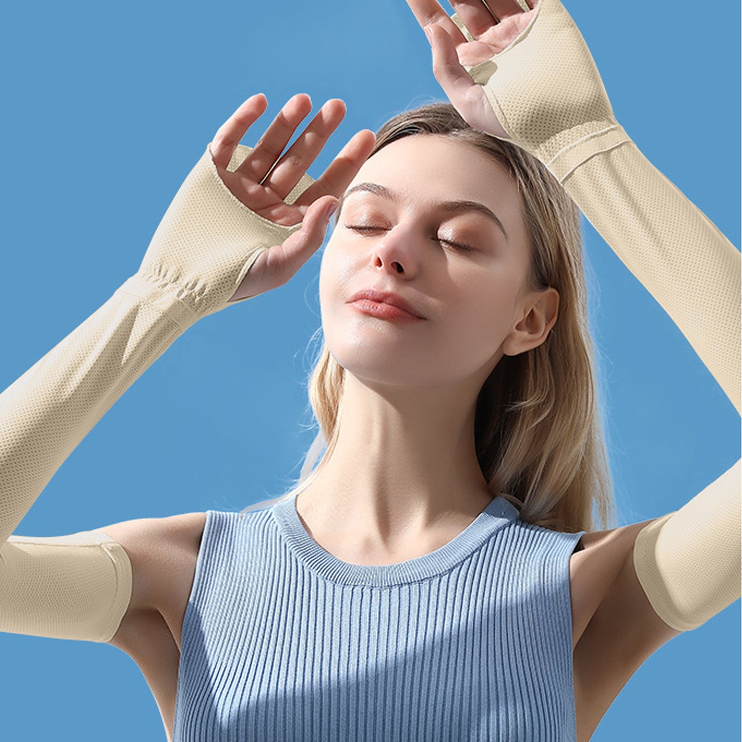 Solid Color Sunscreen Ice Silk Skincare Arm Sleeves - Quaworth