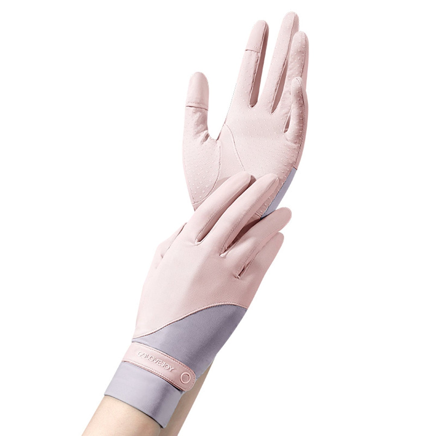 Split Color Sunscreen Silicon Nonslip Touchscreen Ice Silk Wrist Band Wrist Gloves - Quaworth