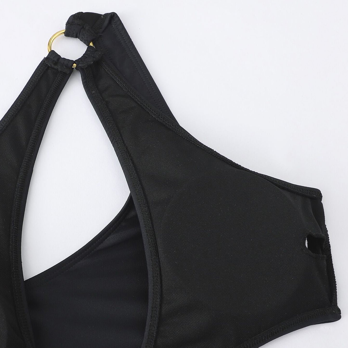 Solid Color Ring Connect Bikini Swimsuit - Quaworth