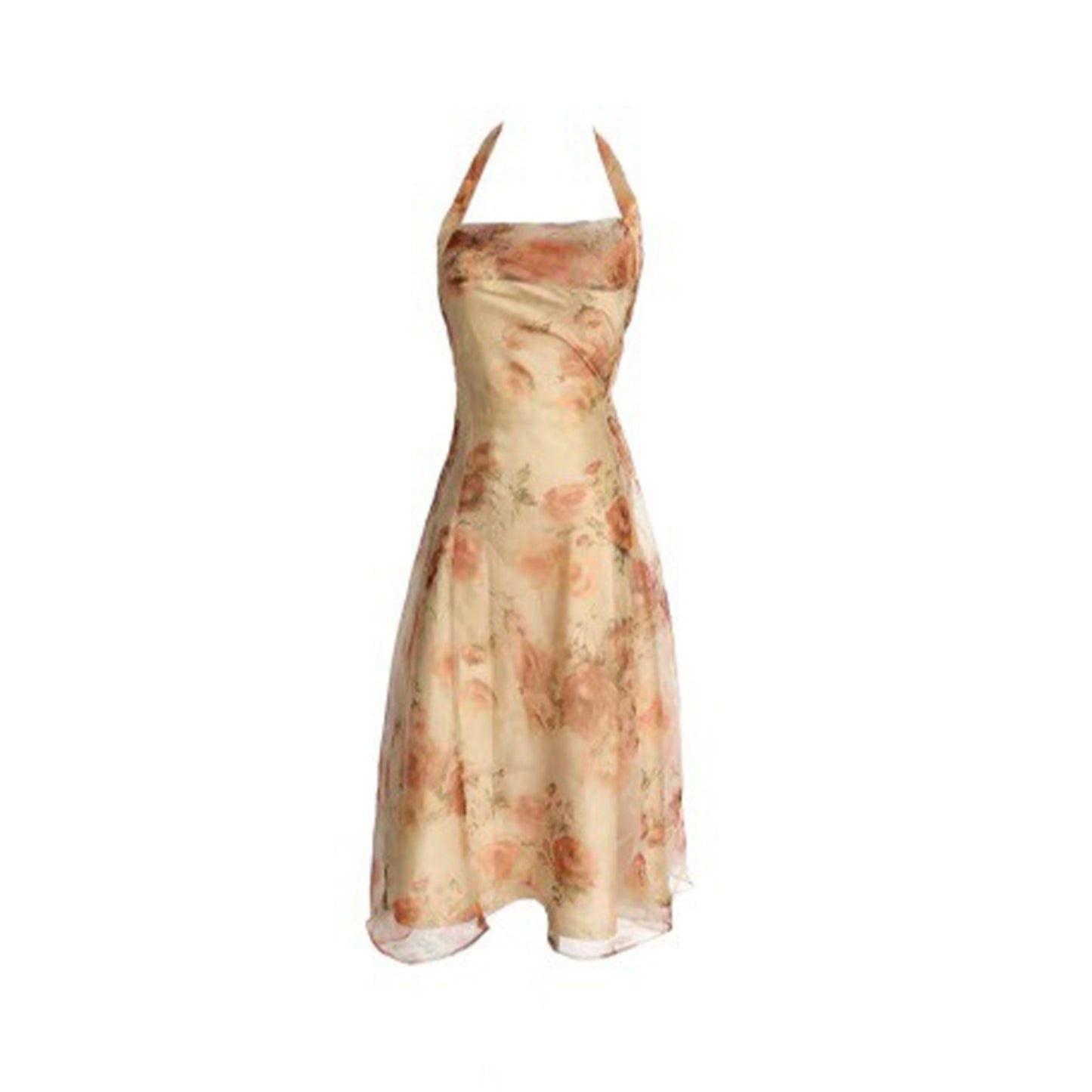 Floral Print Backless Chiffon Midi Dress - Quaworth