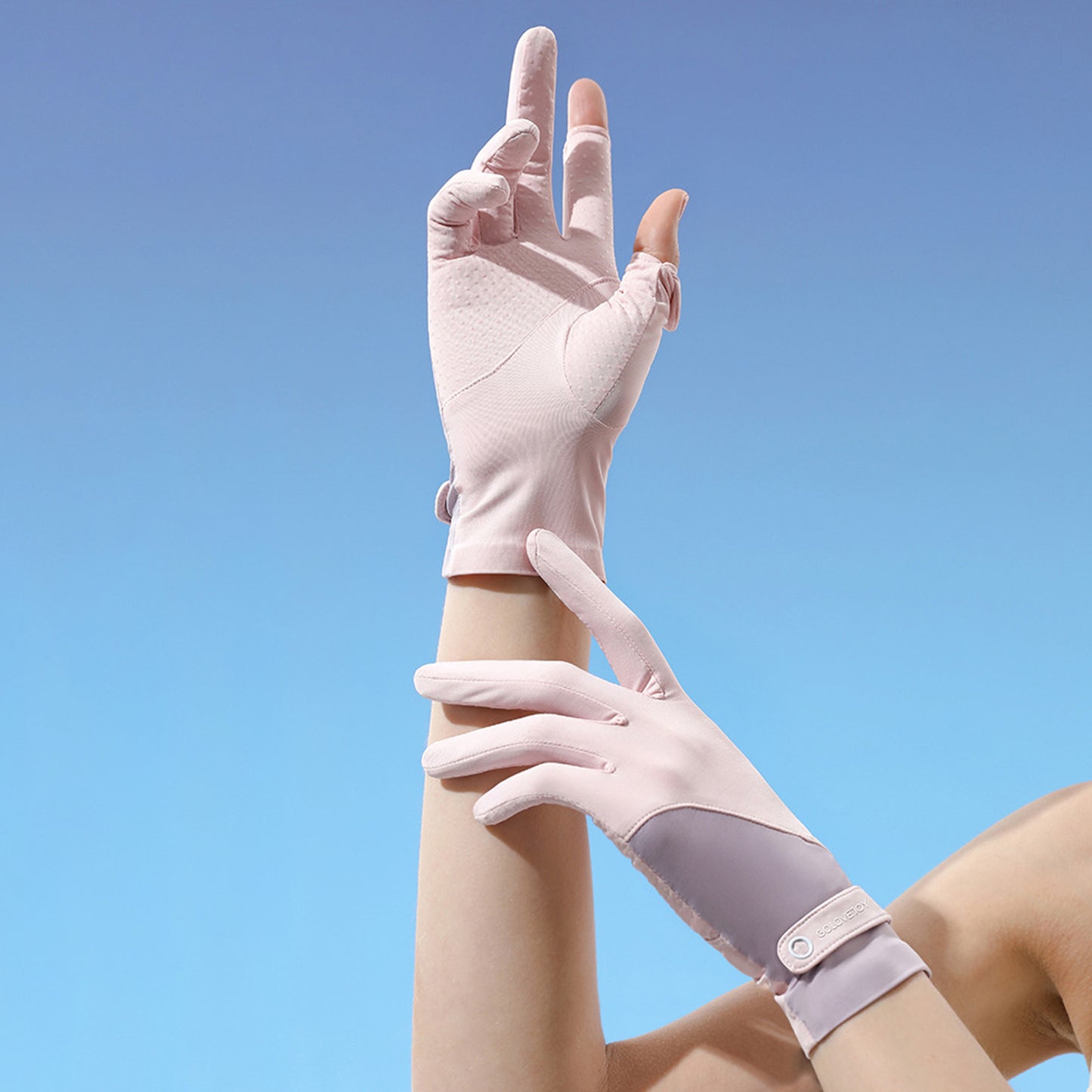 Split Color Sunscreen Silicon Nonslip Touchscreen Ice Silk Wrist Band Wrist Gloves - Quaworth