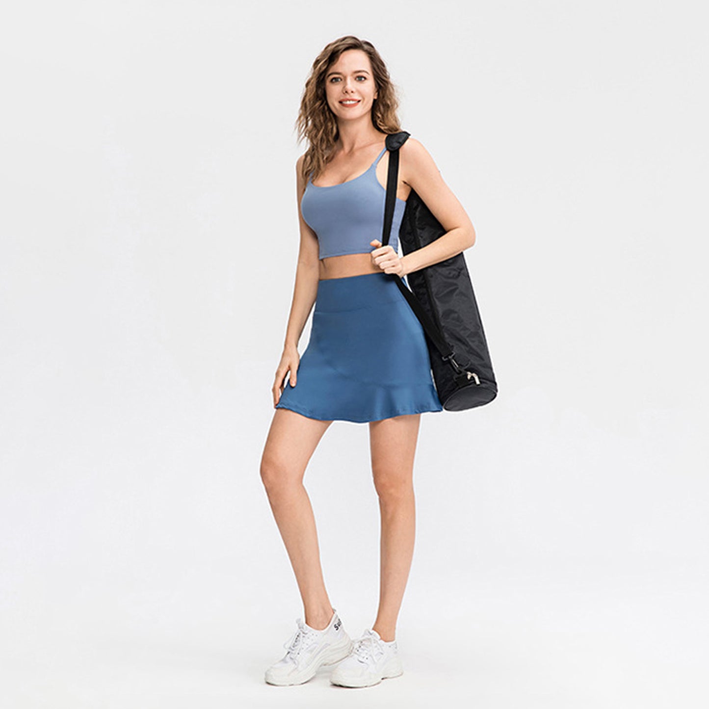 Solid Color High Rise Inner Pocket Sport Skort - Quaworth