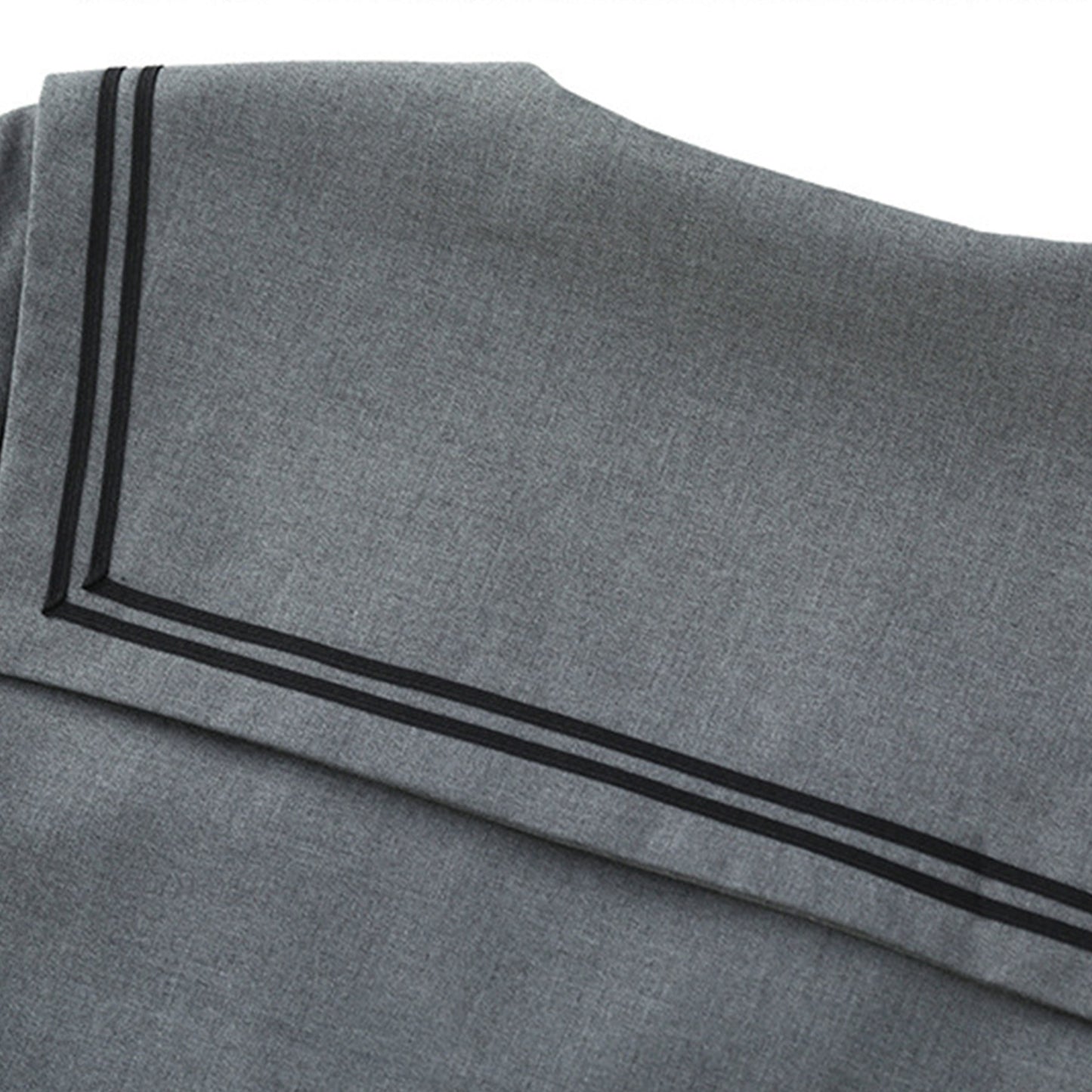 Gray Broad Collar Two Black Line Square Flap Cravat Bow Sailor School Uniform - Quaworth