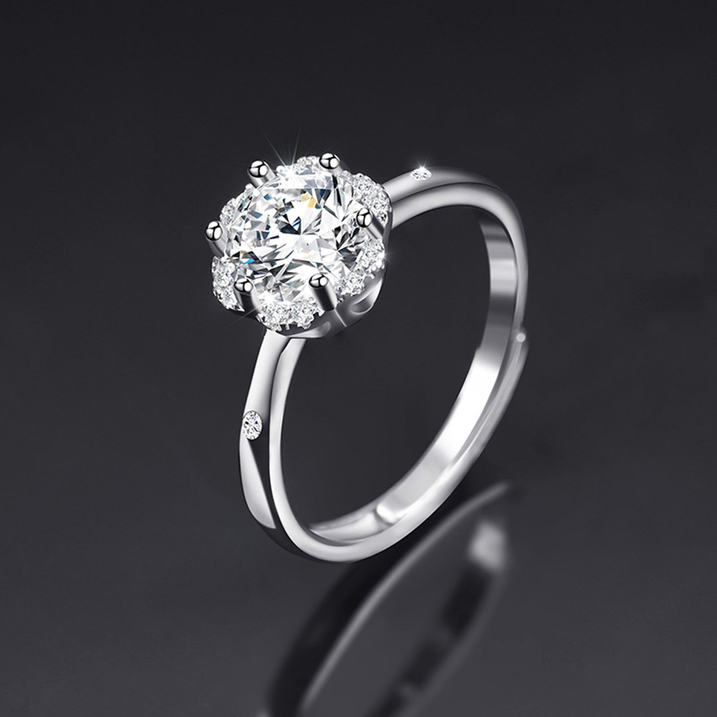 Moissanite Adjustable Open Band Ring - Quaworth