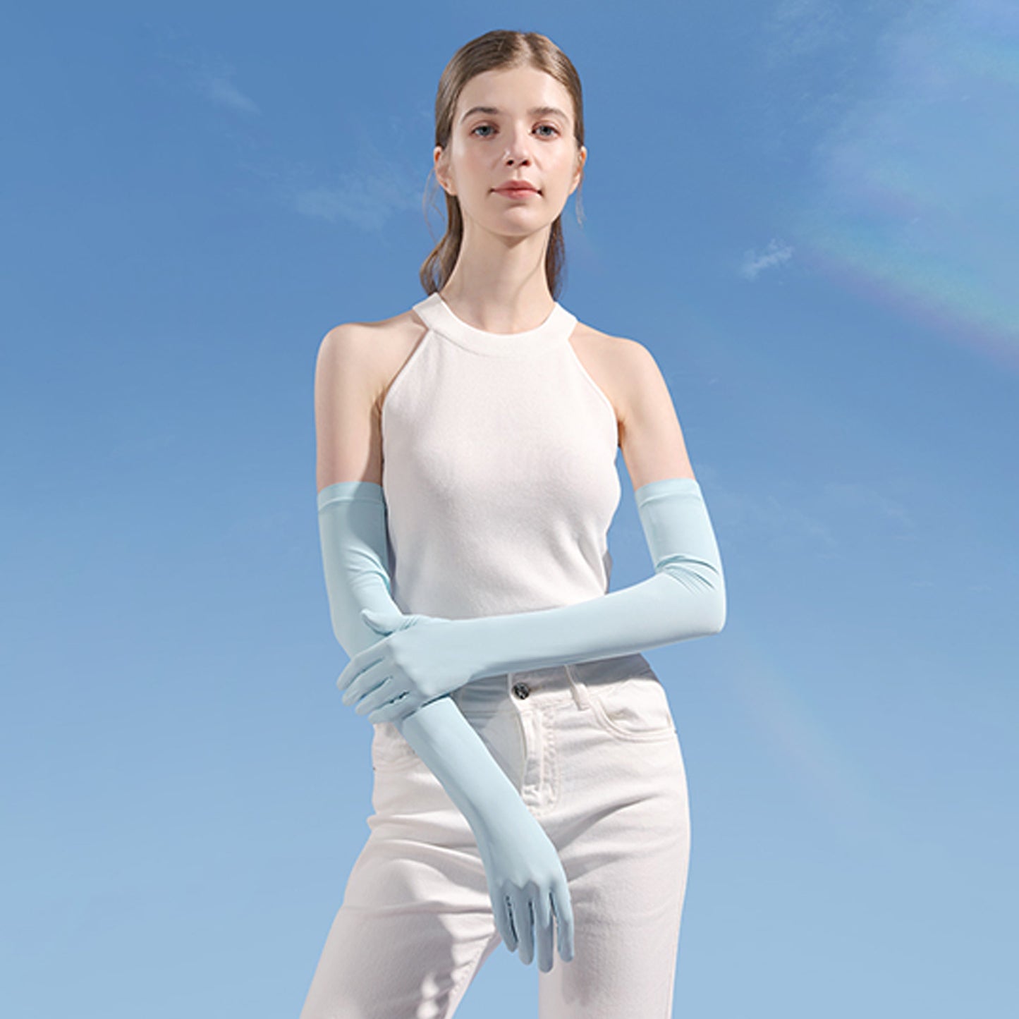 Solid Color Sunscreen Silicon Nonslip Touchscreen Ice Silk Opera Gloves - Quaworth