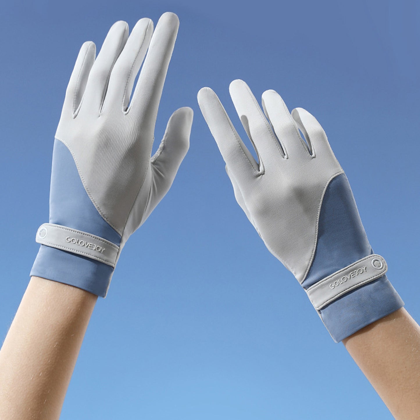 Split Color Sunscreen Silicon Nonslip Touchscreen Ice Silk Wrist Band Wrist Gloves - Quaworth