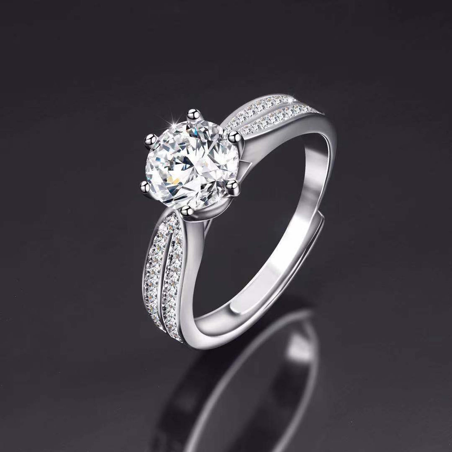 Moissanite Adjustable Open Band Ring - Quaworth