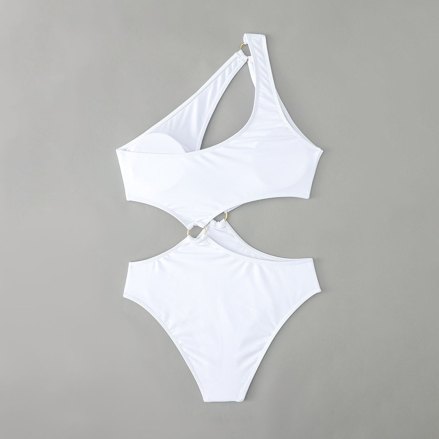Solid Color Ring Connect Bikini Swimsuit - Quaworth