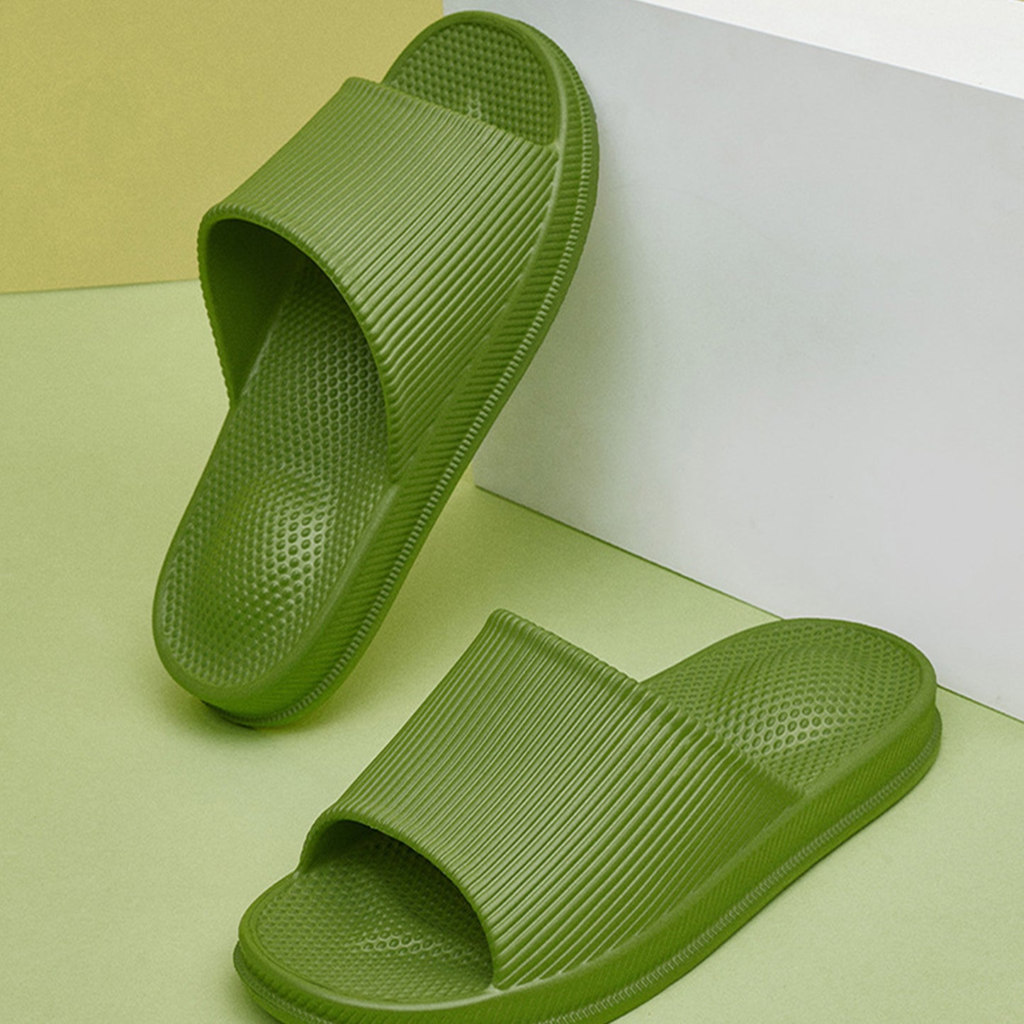 Solid Color Single Band Soft Slip Resistant Slide Sandals - Quaworth